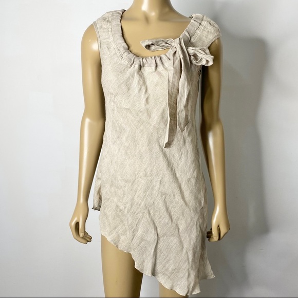 AB Nahlik Women’s Size 40 100% Len Asymmetric Hem Top Lagenlook - Picture 1 of 6